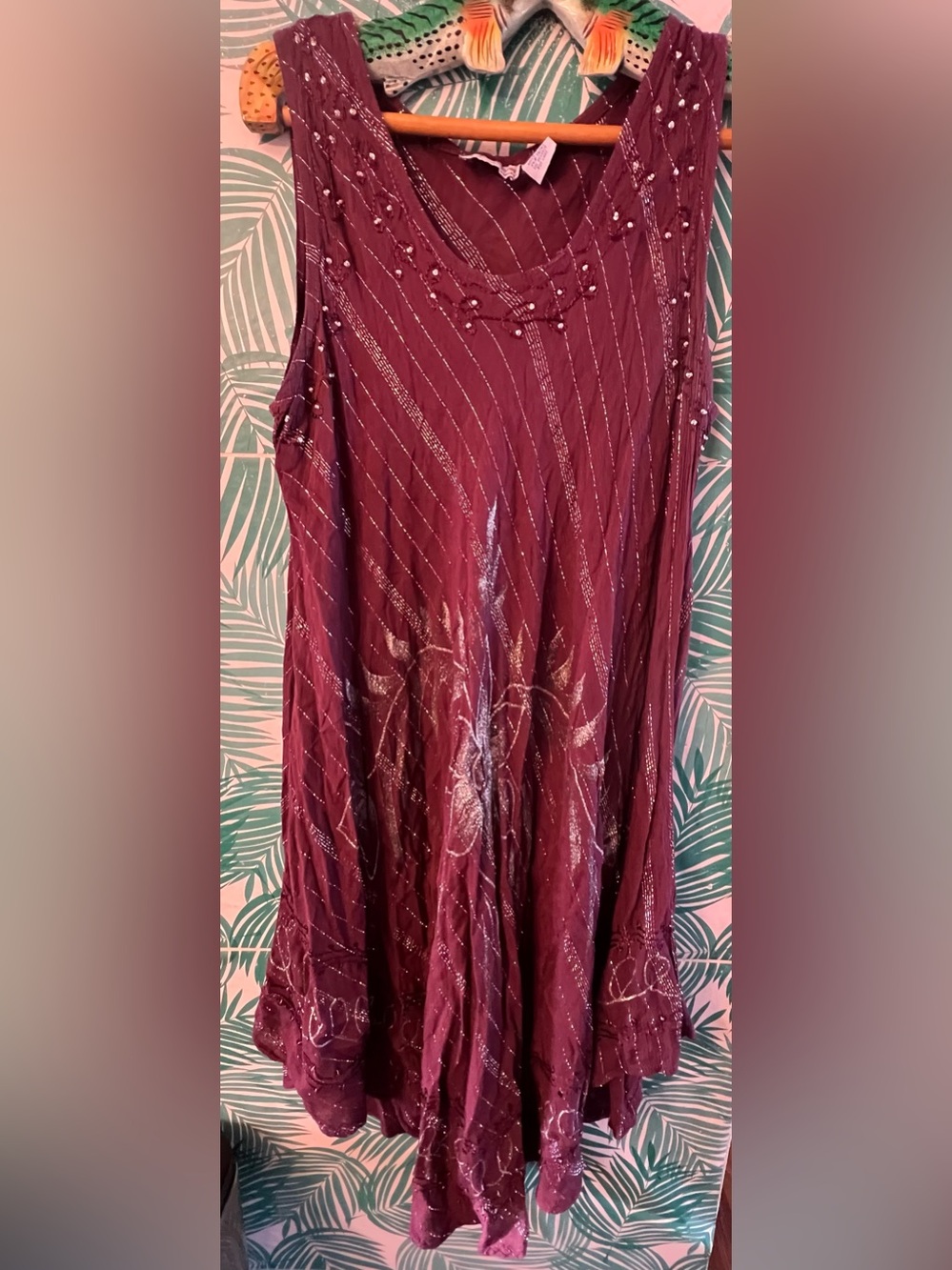 Just Cruising Embellished beaded Plum & silver metallic A-Line Dress FREE SIZE